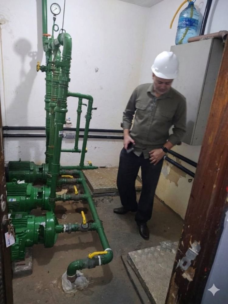 Vistoria na casa de bombas do condomínio
